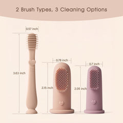 Moonkie finger toothbrush in mint color with extra soft bristles for teething comfort.