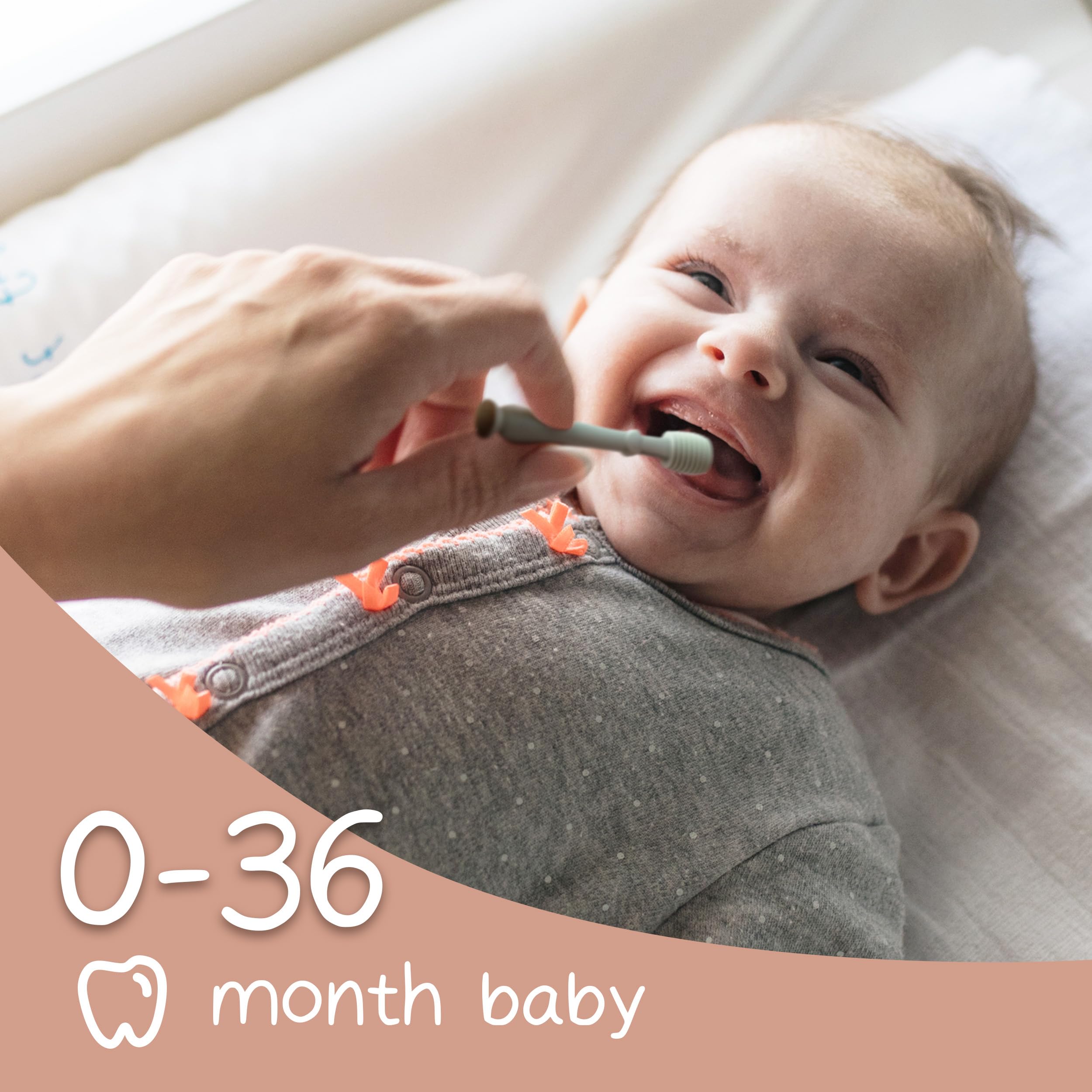Moonkie in-use scene with parent and baby during gentle oral care.