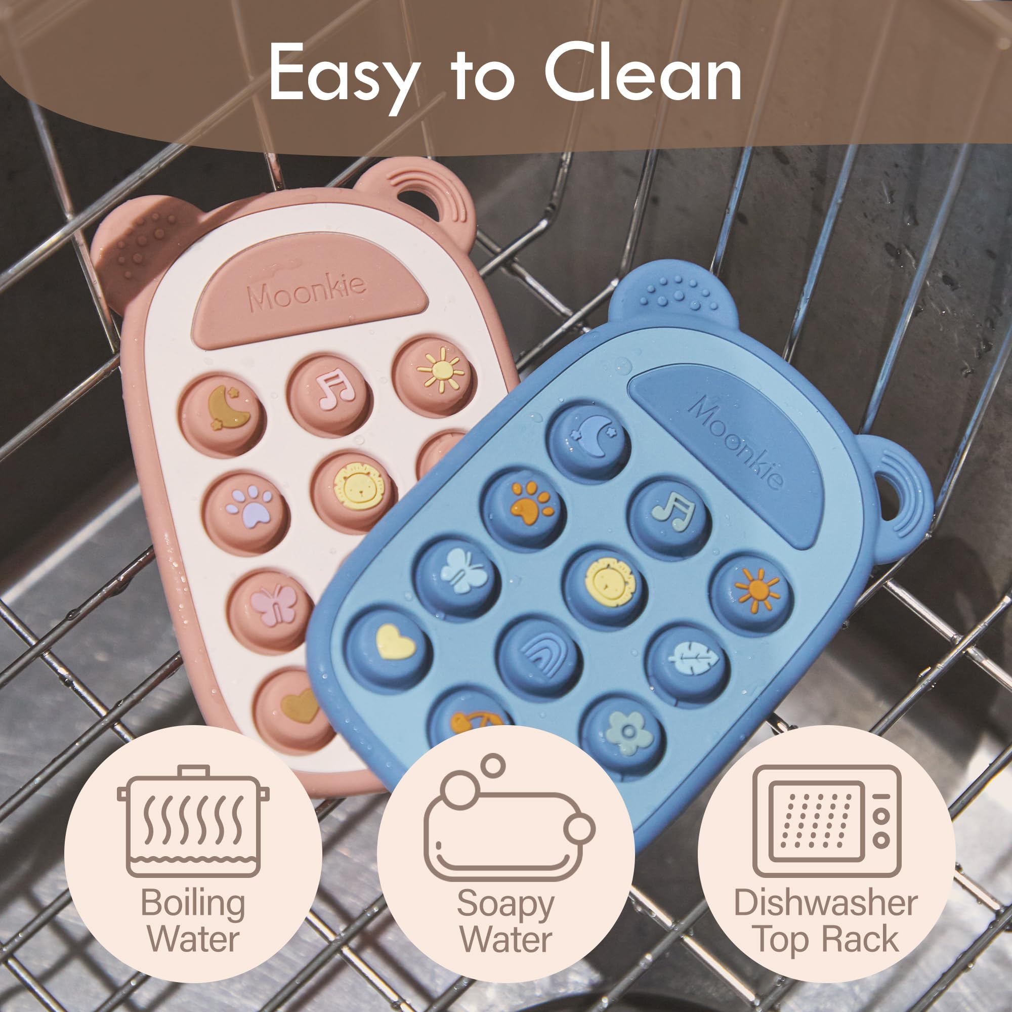 Moonkie built-in loop fits pacifier clips for on-the-go convenience