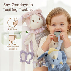 Moonkie lovey crinkle ears capture attention and encourage sensory play.