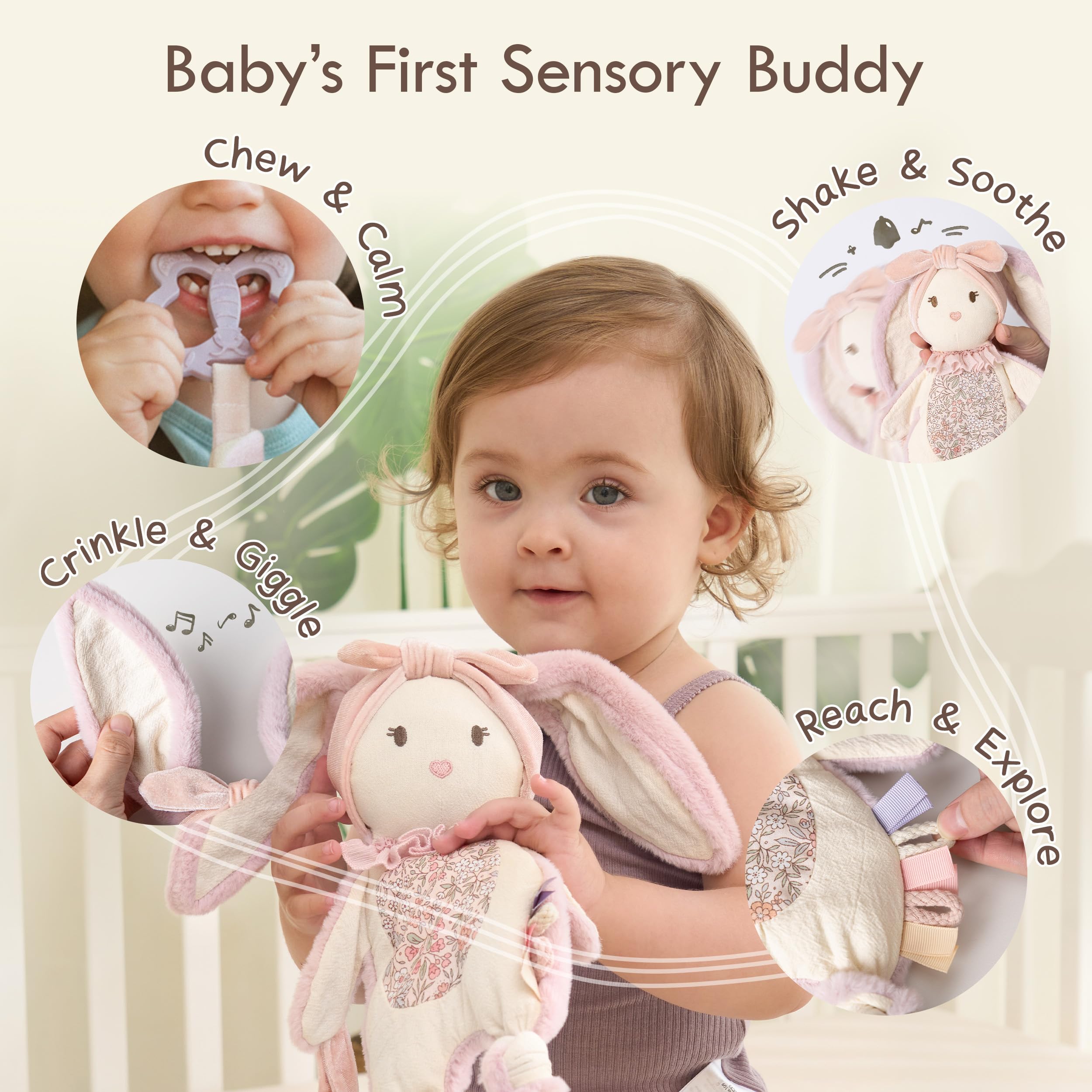 Moonkie natural cotton panel adds breathable comfort for nap time.
