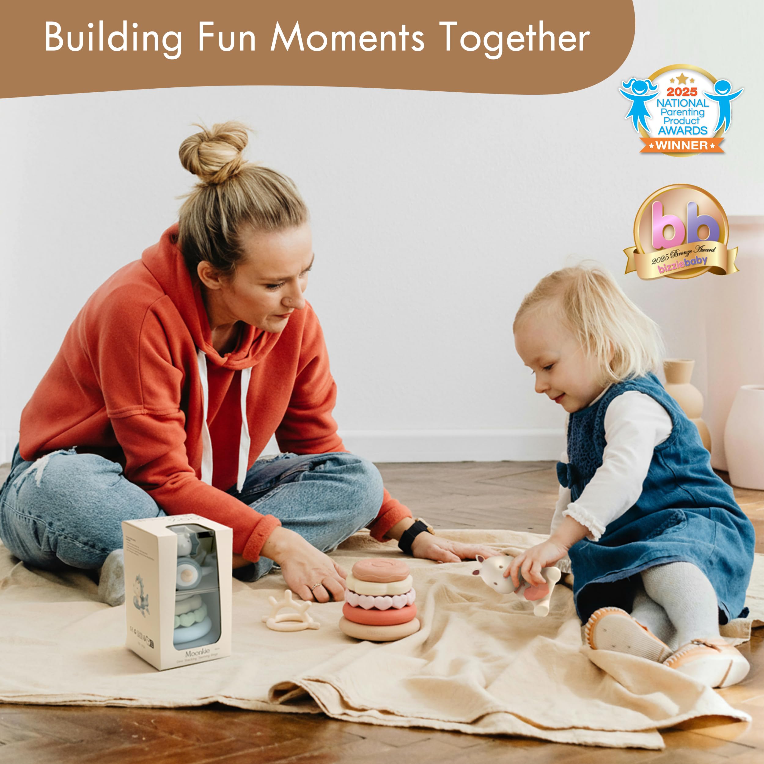 Moonkie open-ended-play-stacking encourages creativity and fine motor practice.