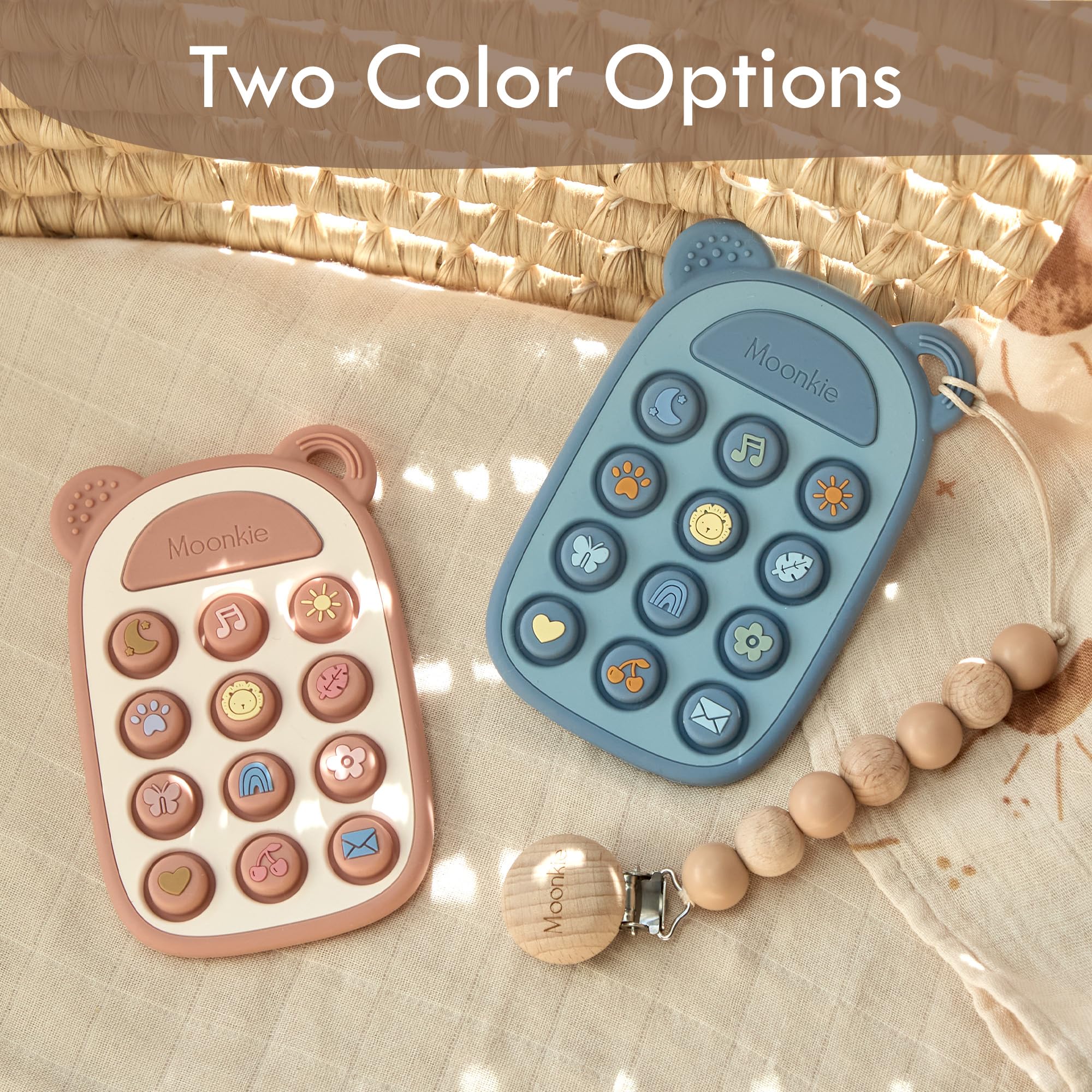 Moonkie teether is travel friendly with engaging textures