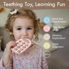Moonkie textured silicone bumps provide varied tactile feedback for curious babies