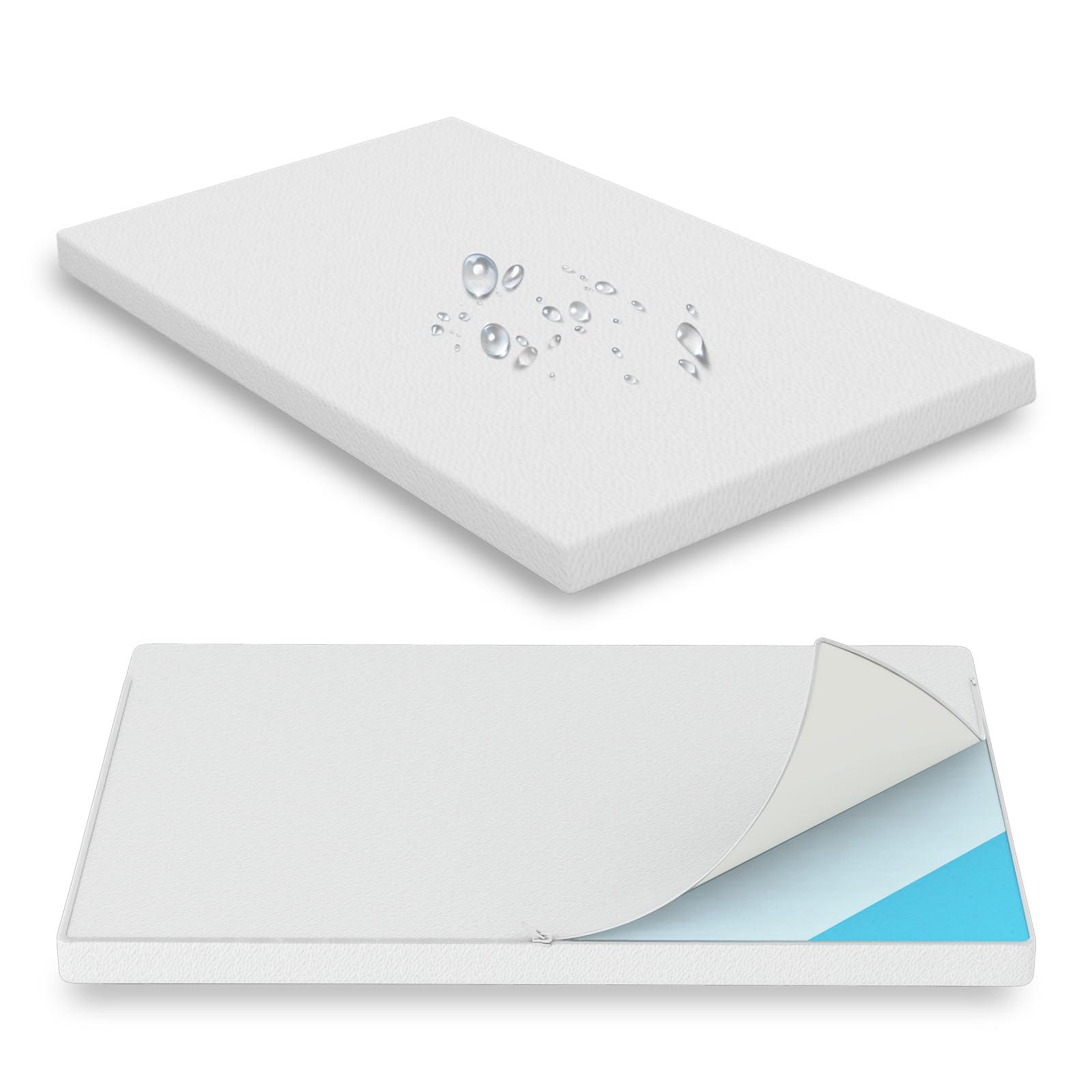 Moonlightfamily mattress topper cover close-up showing soft, waterproof layer protecting foam.