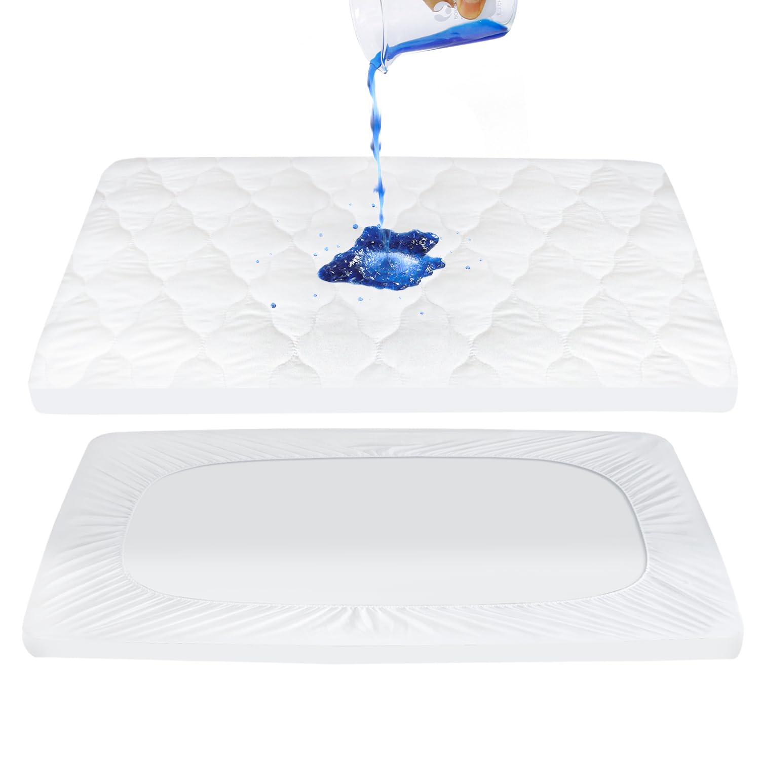 Moonsea Pack & Play mattress pad top detail showing soft microfiber surface