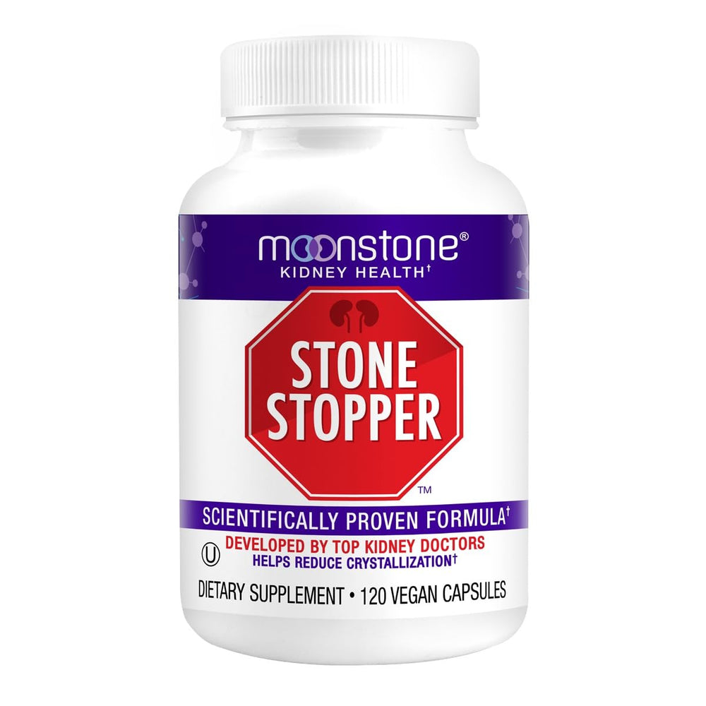 Moonstone Stone Stopper bottle with capsules for kidney health support