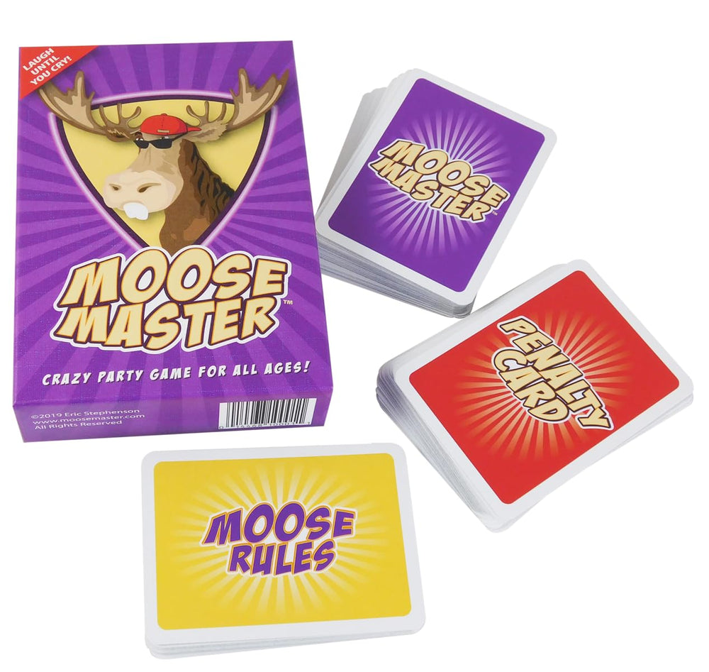 Moose Master 110-card deck spread mid-game for group fun.