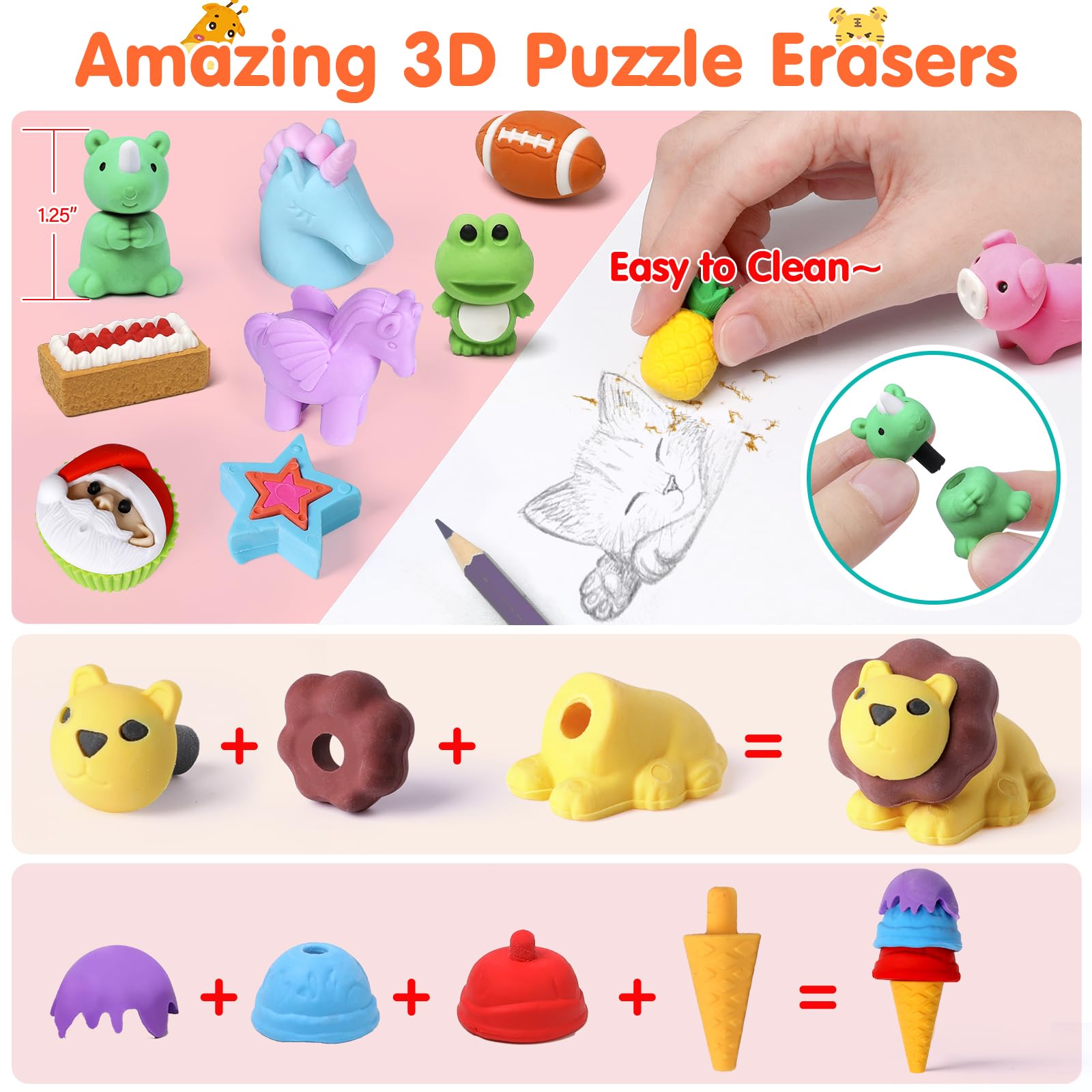 Moosia carrot orange eraser; bright tool for color matching activities.