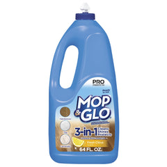 Mop & Glo bottle front view with fresh citrus scent for quick cleaning.