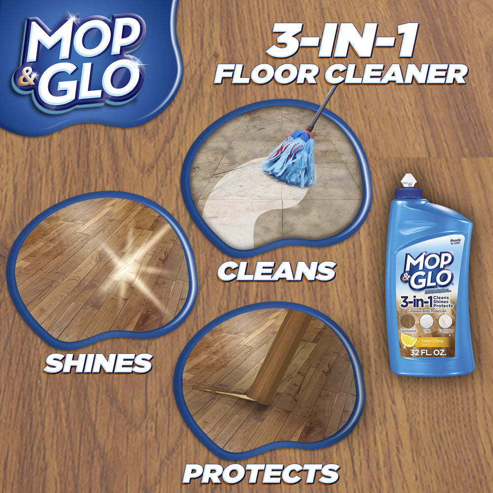 Mop & Glo bottle pour shot showing easy distribution.