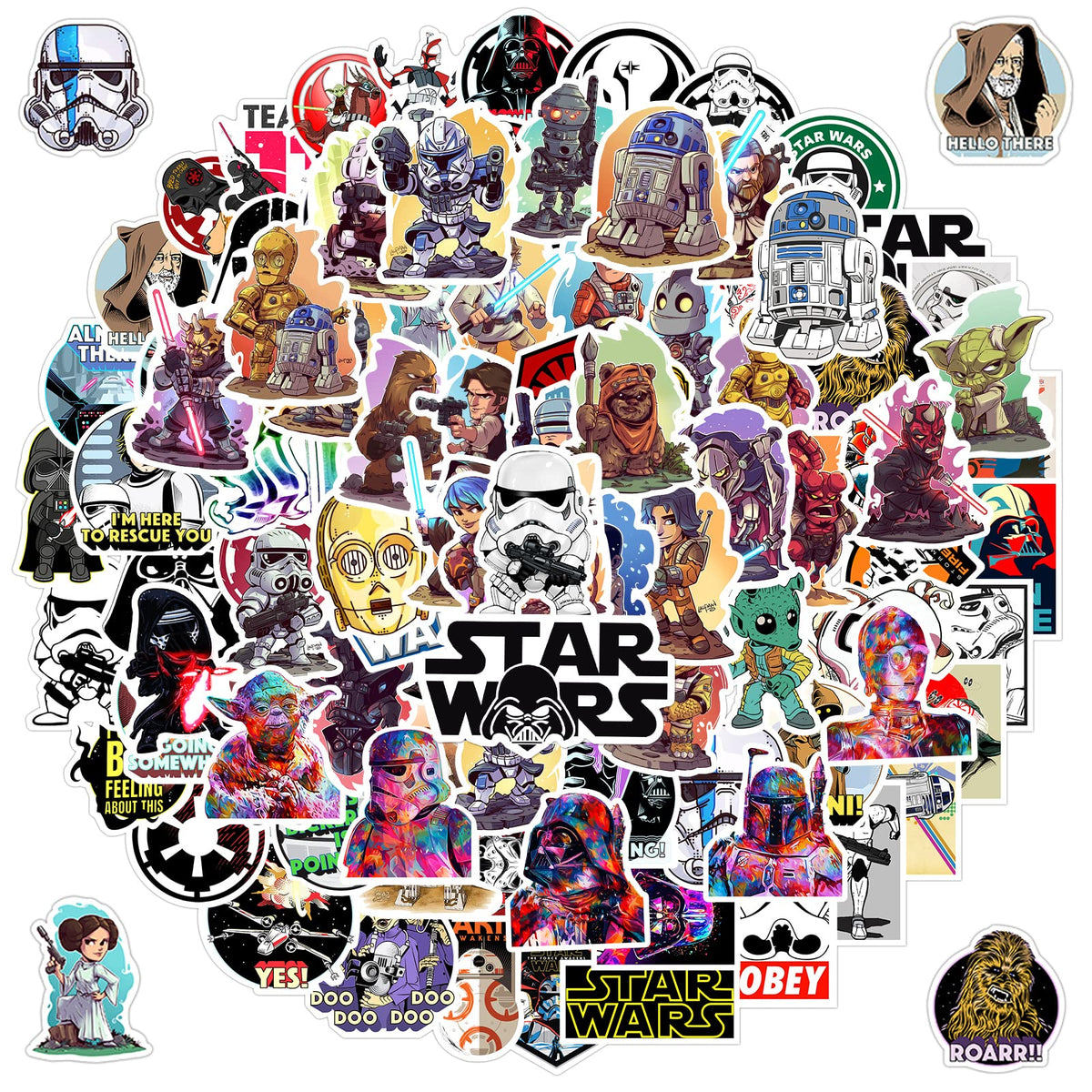 MOQIAN Star Wars stickers for laptop, durable vinyl for personalized devices.