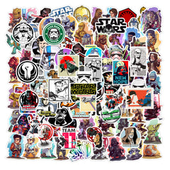 MOQIAN Star Wars stickers for luggage, bright designs for travel gear.