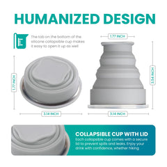 MORALZA silicone collapsible cup 200ml folded compact, ideal for travel and on-the-go hydration.