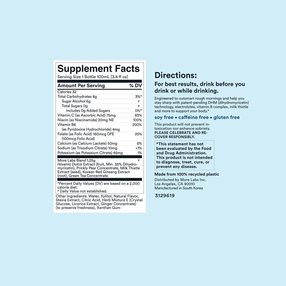 More Labs Morning Recovery vegan gluten free emblem on label