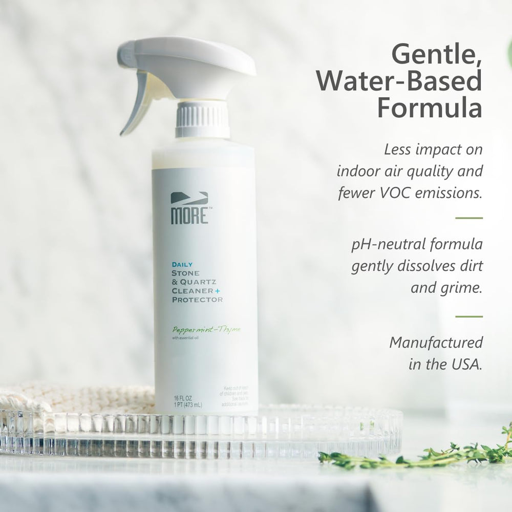 USA-made MORE Stone & Quartz cleaner for stone care