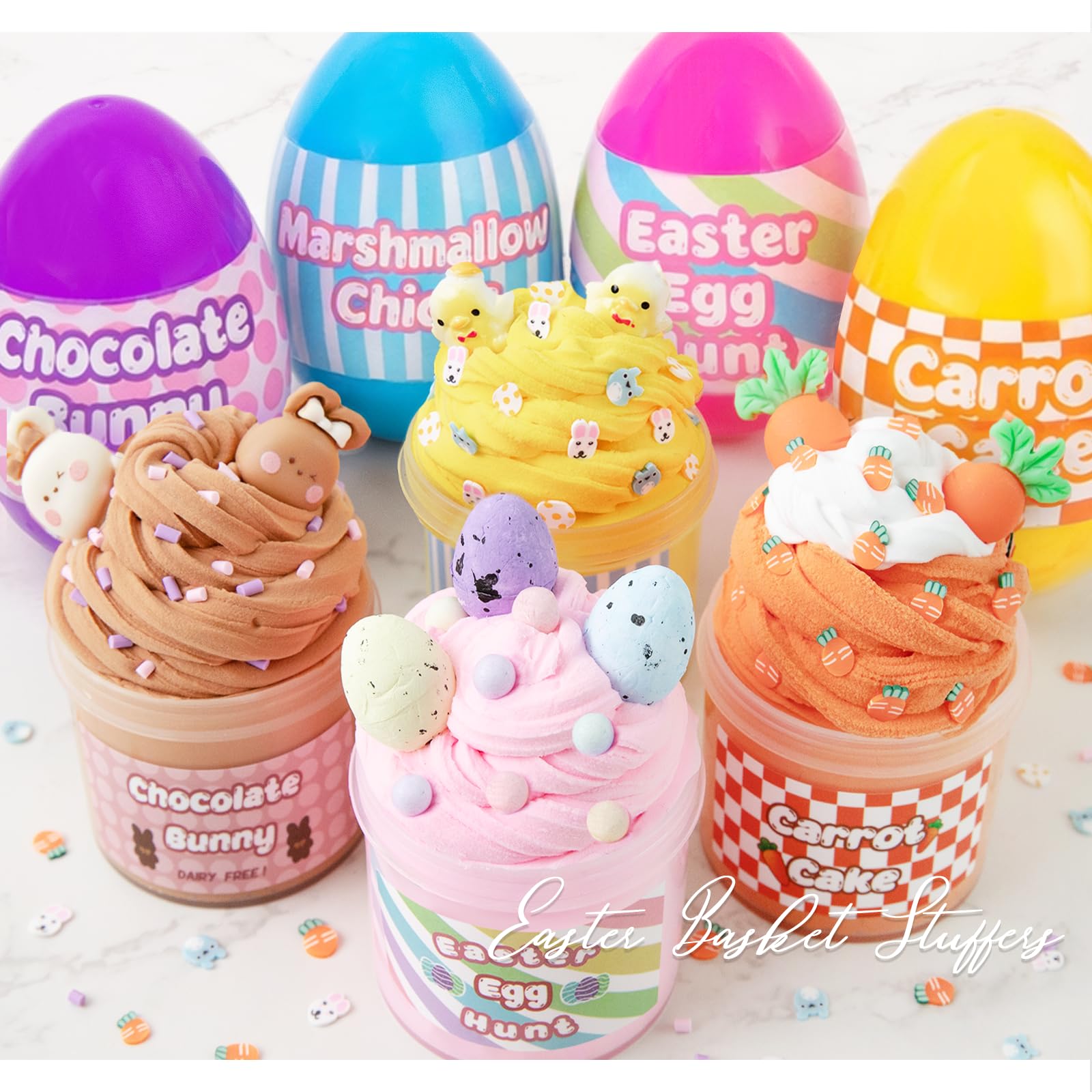 MOREDOTS Easter slime eggs 4-pack for colorful baskets and playtime fun.