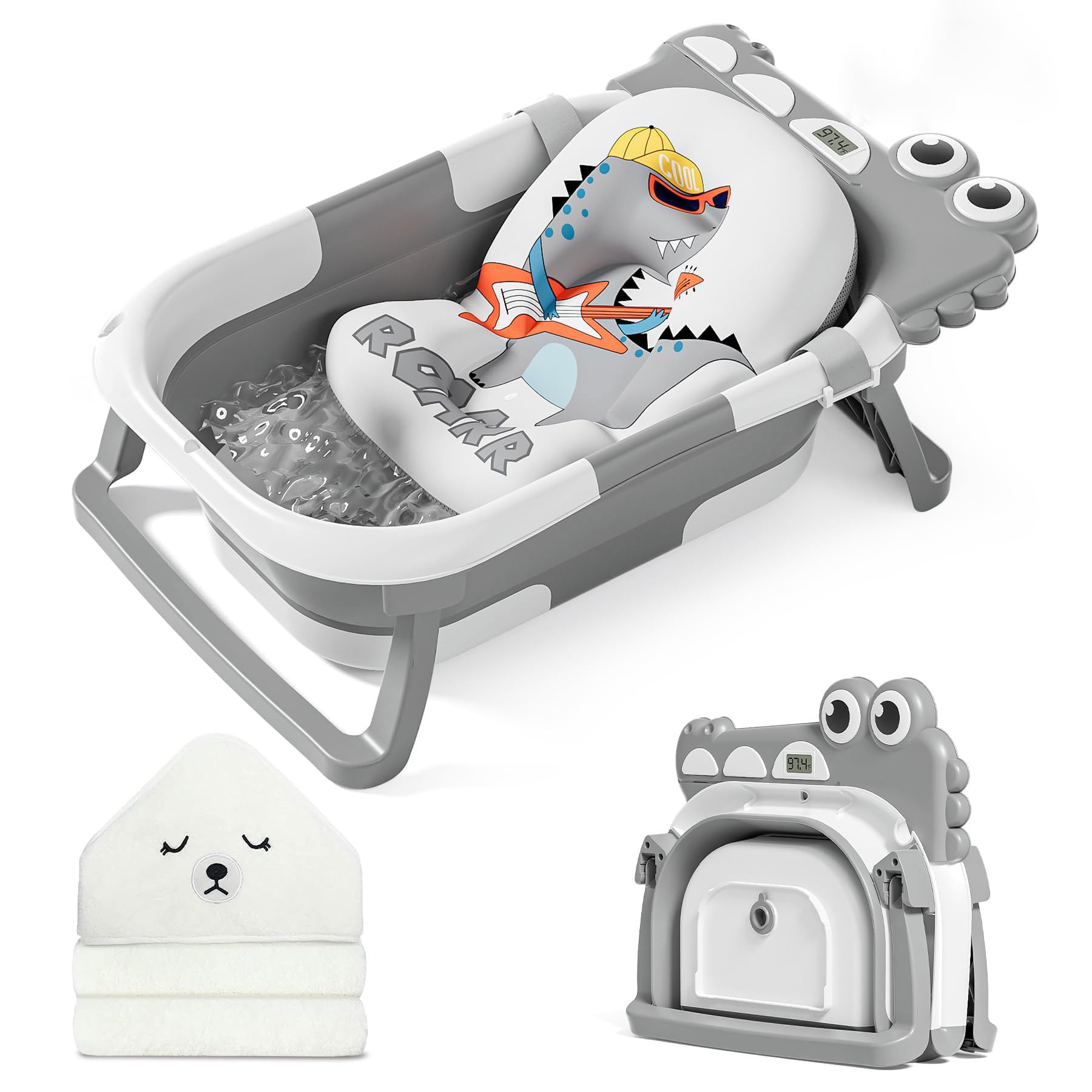 MoreFeel collapsible baby bathtub fold saves space for small bathrooms.