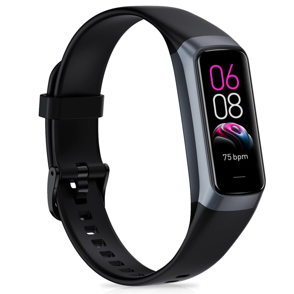 Moremore Fitness Tracker with AMOLED screen for clear daytime viewing.