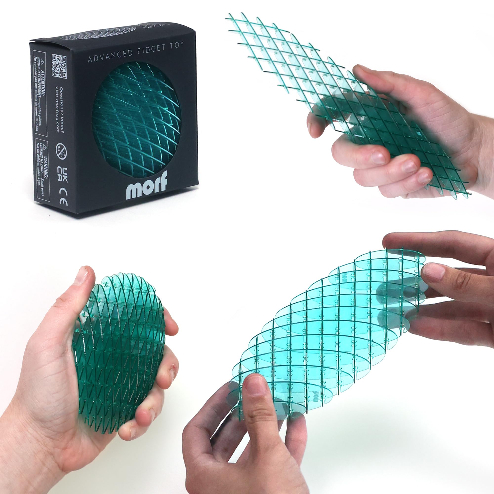 Morf Fidget Worm demonstrates bend and stretch for tactile play and focus.