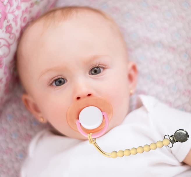 MORIBOX pacifier clip shown in elegant gift box for baby gifting.