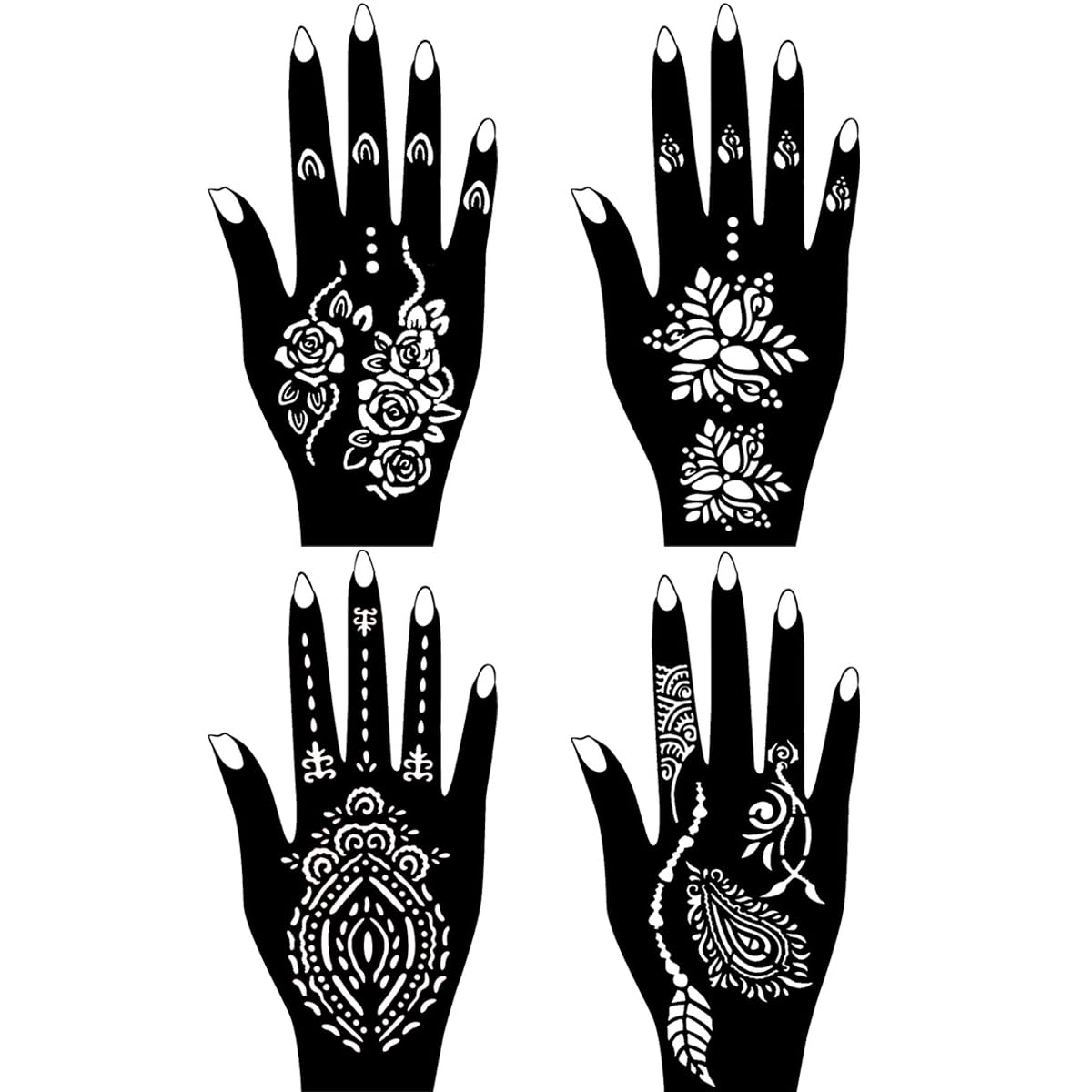 Moricher Henna tattoo kit hand stencil pairs enable precise designs.