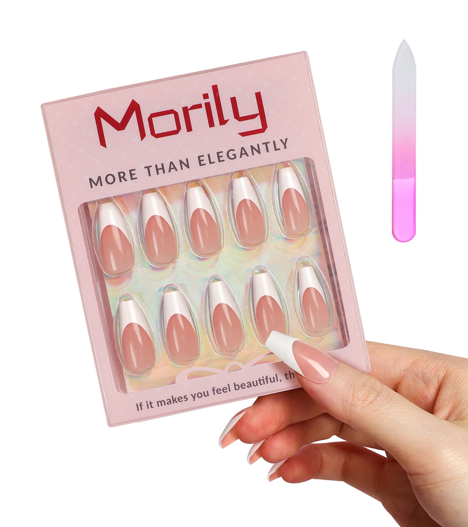 Morily long coffin nails with thicker acrylic for durable wear