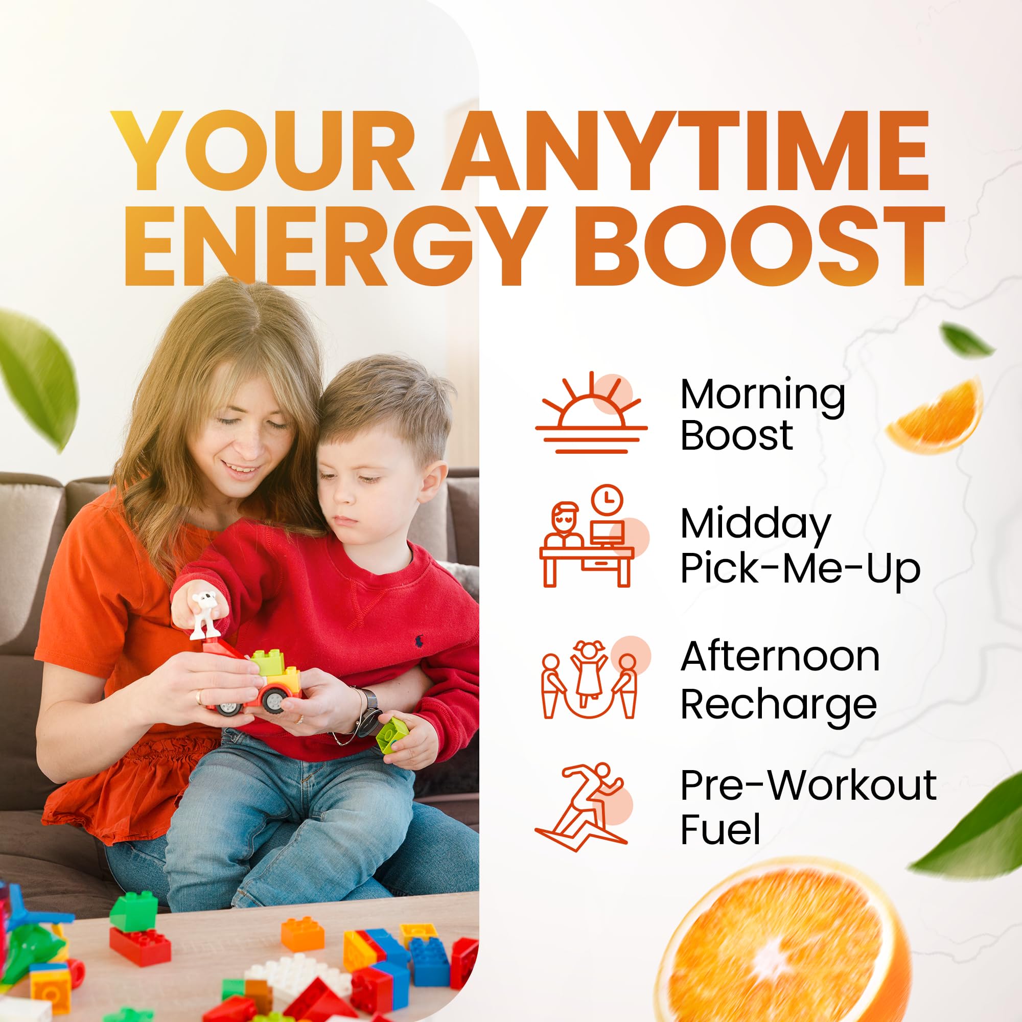 Morning Buzz Energy Powder side-label detailing vitamins and ingredients for daily use
