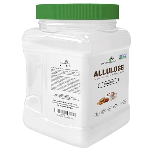 Morning Pep Allulose dispensing scoop beside baking ingredients