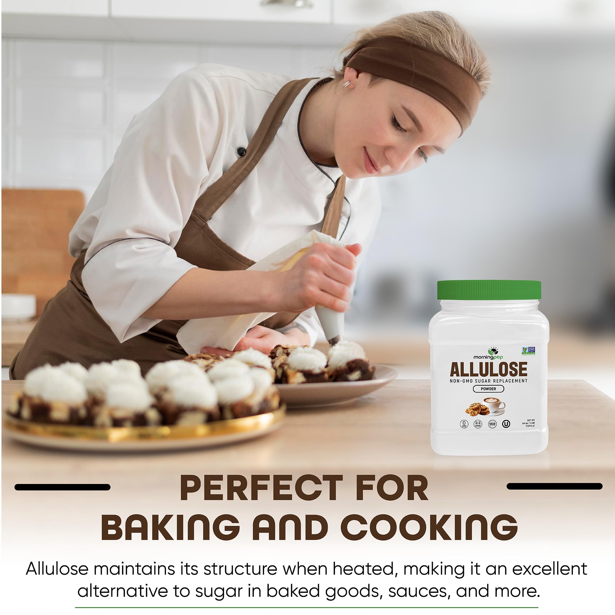 Morning Pep Allulose kitchen scene ready for beverages and desserts