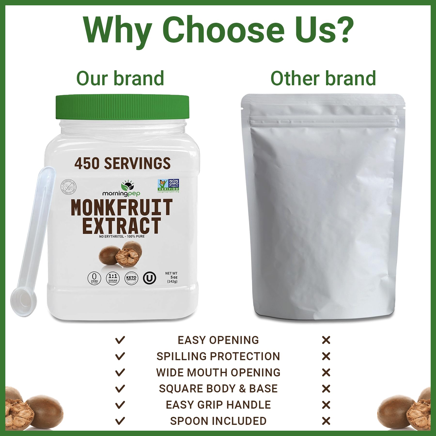 Morning Pep monk fruit powder used in baking for calorie-free sweetness.
