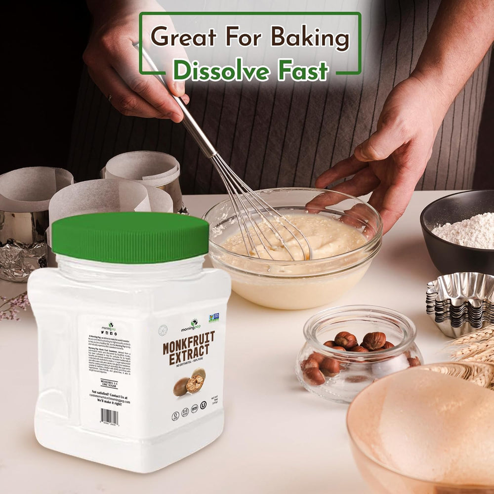 Morning Pep monk fruit powder packaging designed for freshness and ease.