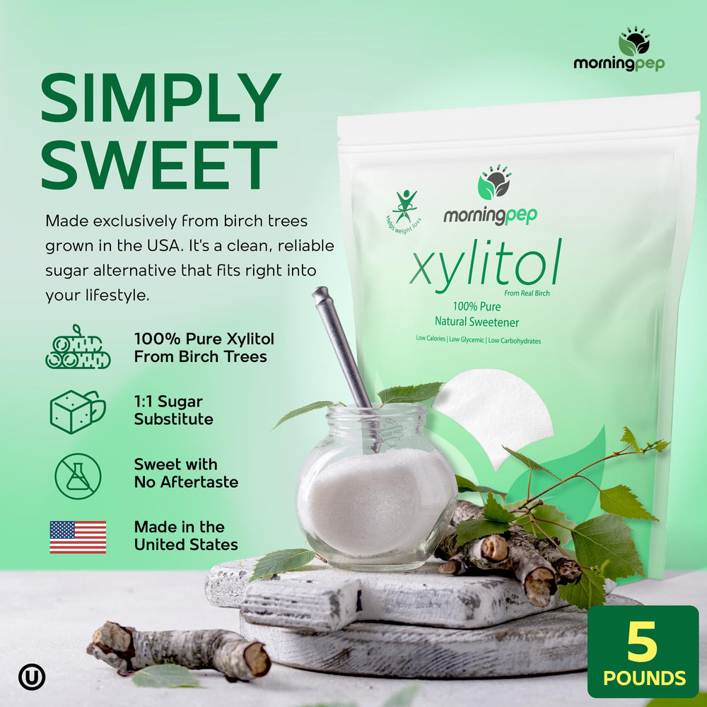 Morning Pep Pure Birch Xylitol bag pour, convenient daily sweetener