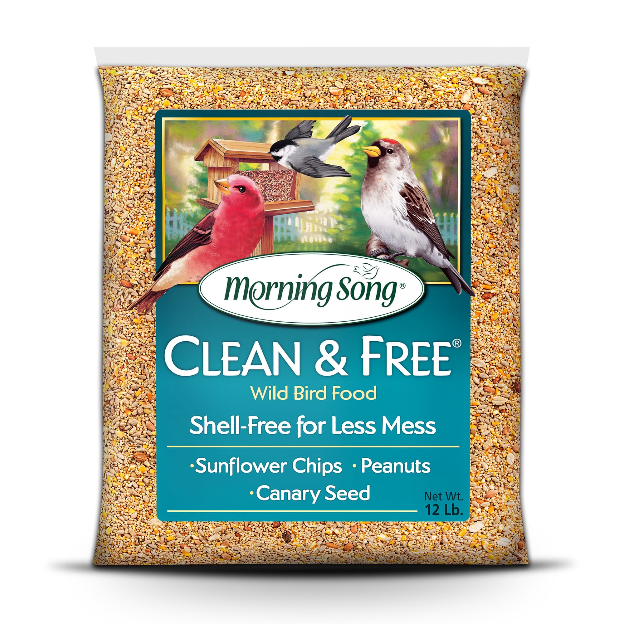 Morning Song Clean and Free shell-free blend for no-mess outdoor feeding.