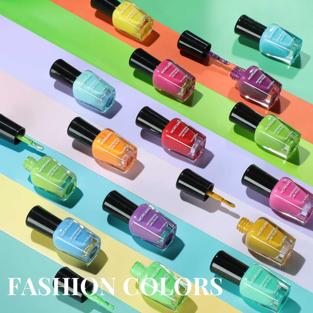 Morovan compact packaging fits easily in a purse for travel polish.