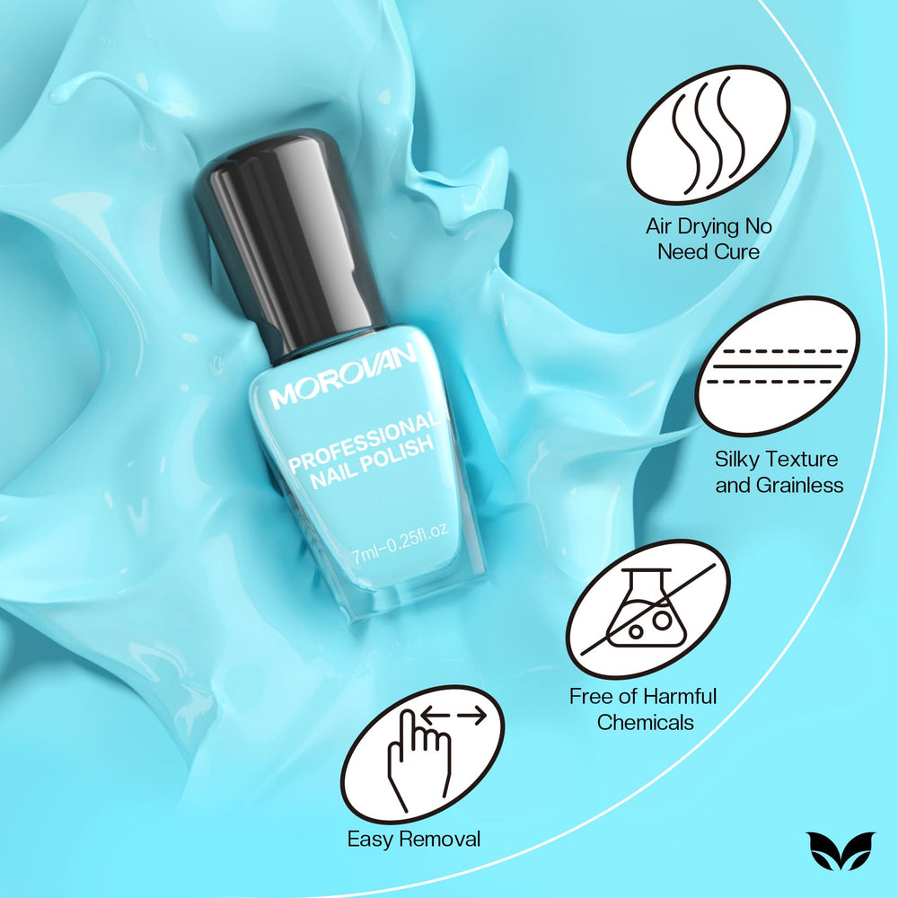 Morovan bottle close-up displays glossy finish and smooth brush.