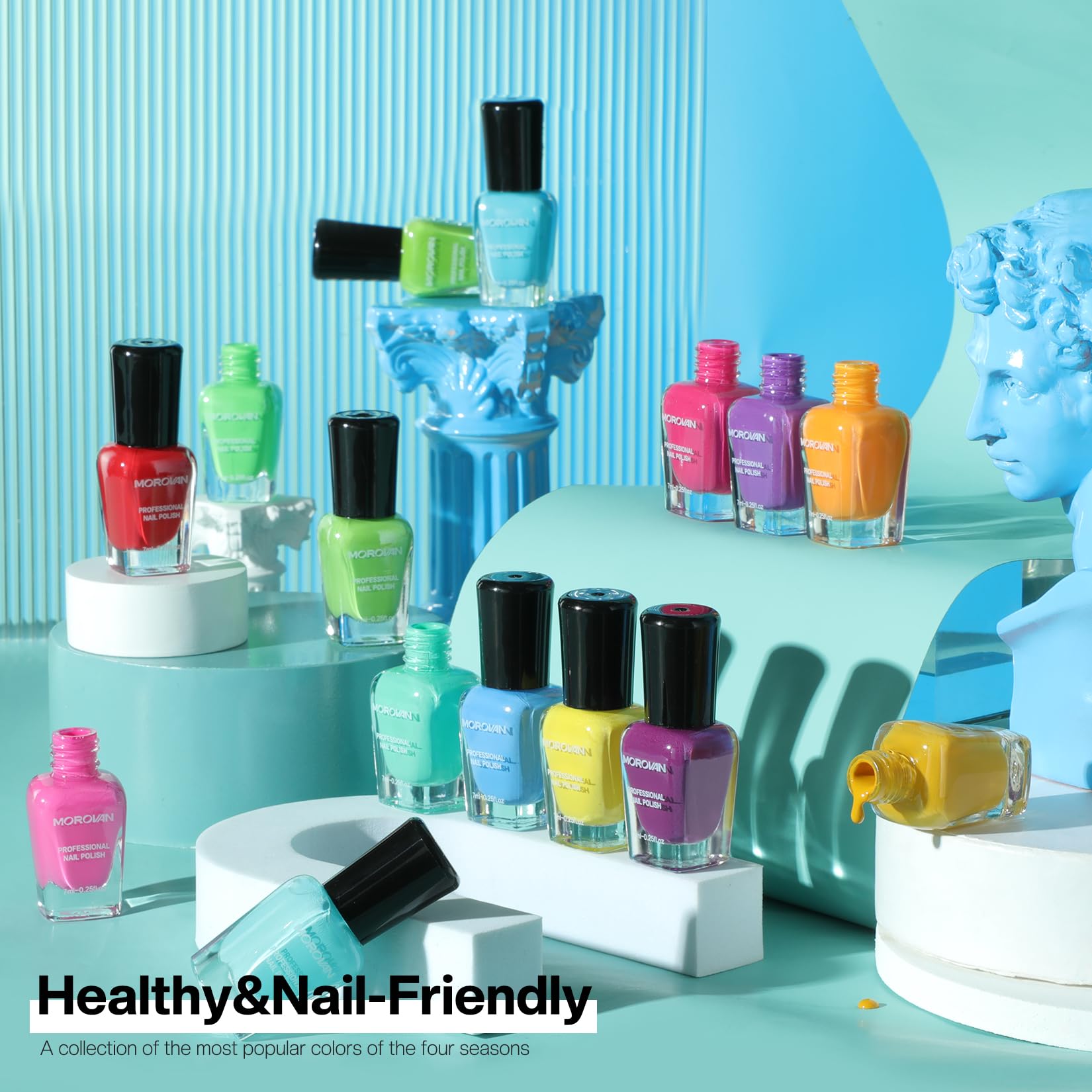 Morovan color variety paired with seasonal outfits for styling ideas.