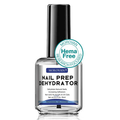 Morovan Acid Free Dehydrator bottle pour shows fast-drying prep for long lasting gel polish.