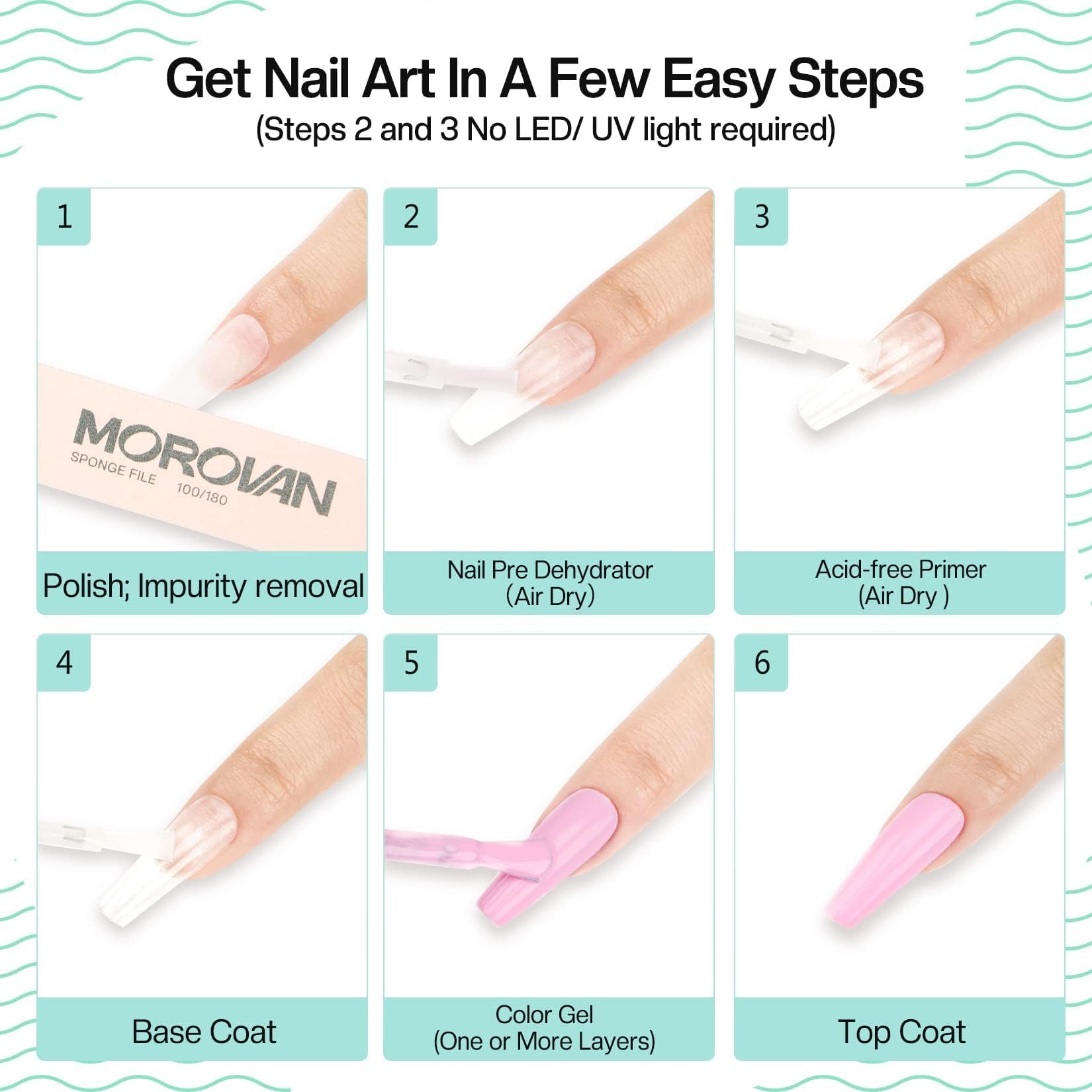 Morovan Acid Free Dehydrator manicure session ready indicates salon ready prep.