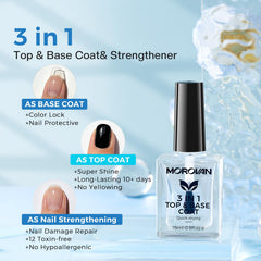 Morovan Base Coat Nail Strengthener brush-application showing smooth glide for daily care