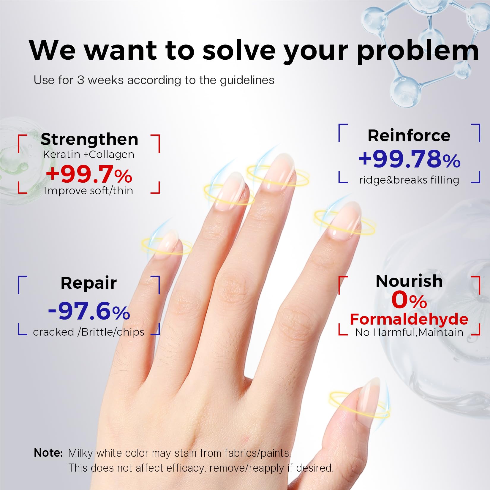 Morovan hardener ridge filler applied for a smoother nail surface