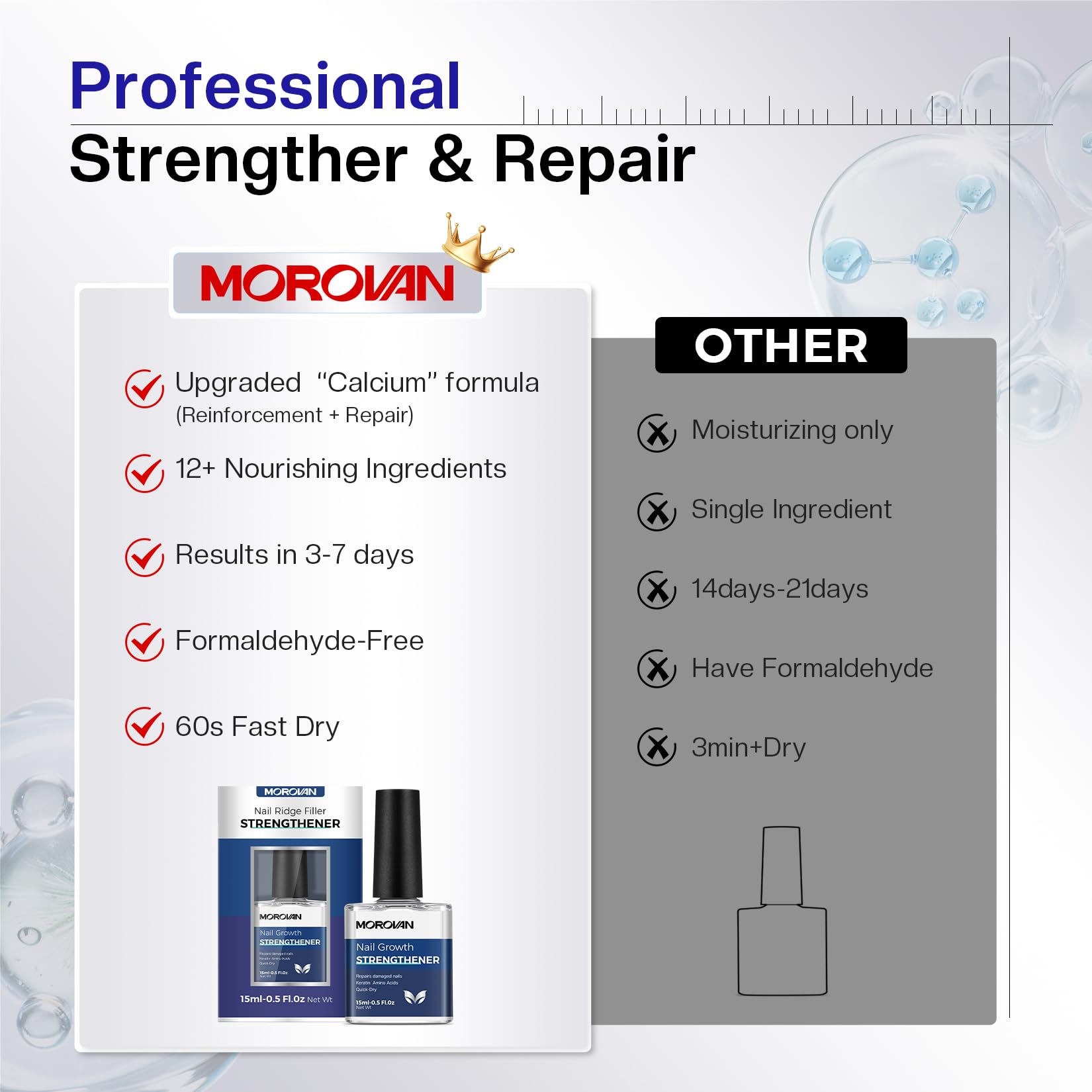 Morovan Clear formula with calcium and keratin for nail resilience