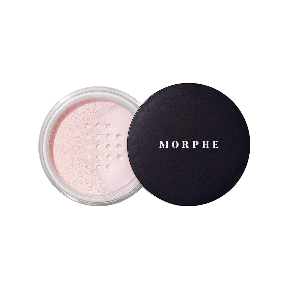MORPHE Bake & Set powder packaging highlights talc-free formula for a light, natural finish.