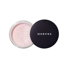 MORPHE Bake & Set powder packaging highlights talc-free formula for a light, natural finish.