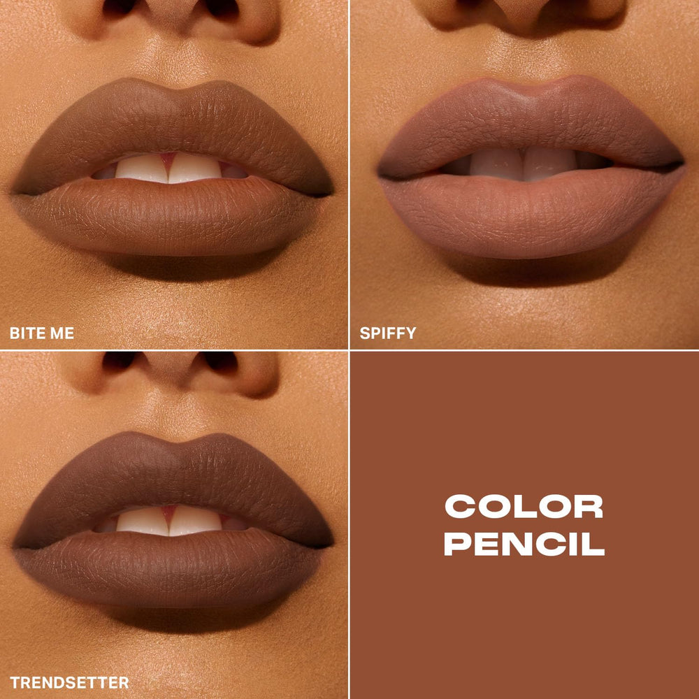 MORPHE creamy pigment lip pencil application shows easy, buildable color payoff