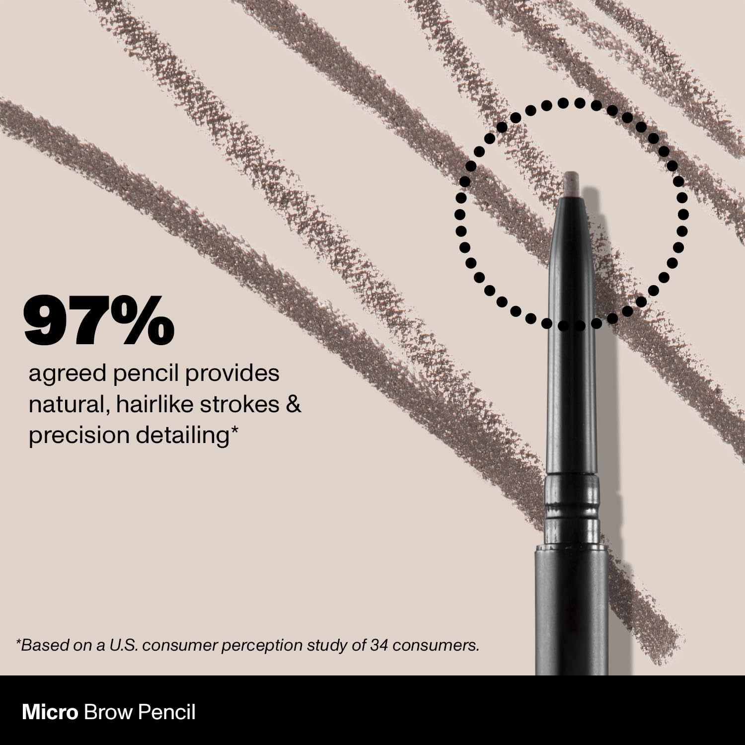 Morphe Latte eyebrow pencil in-use showing dual-color layering for natural brows