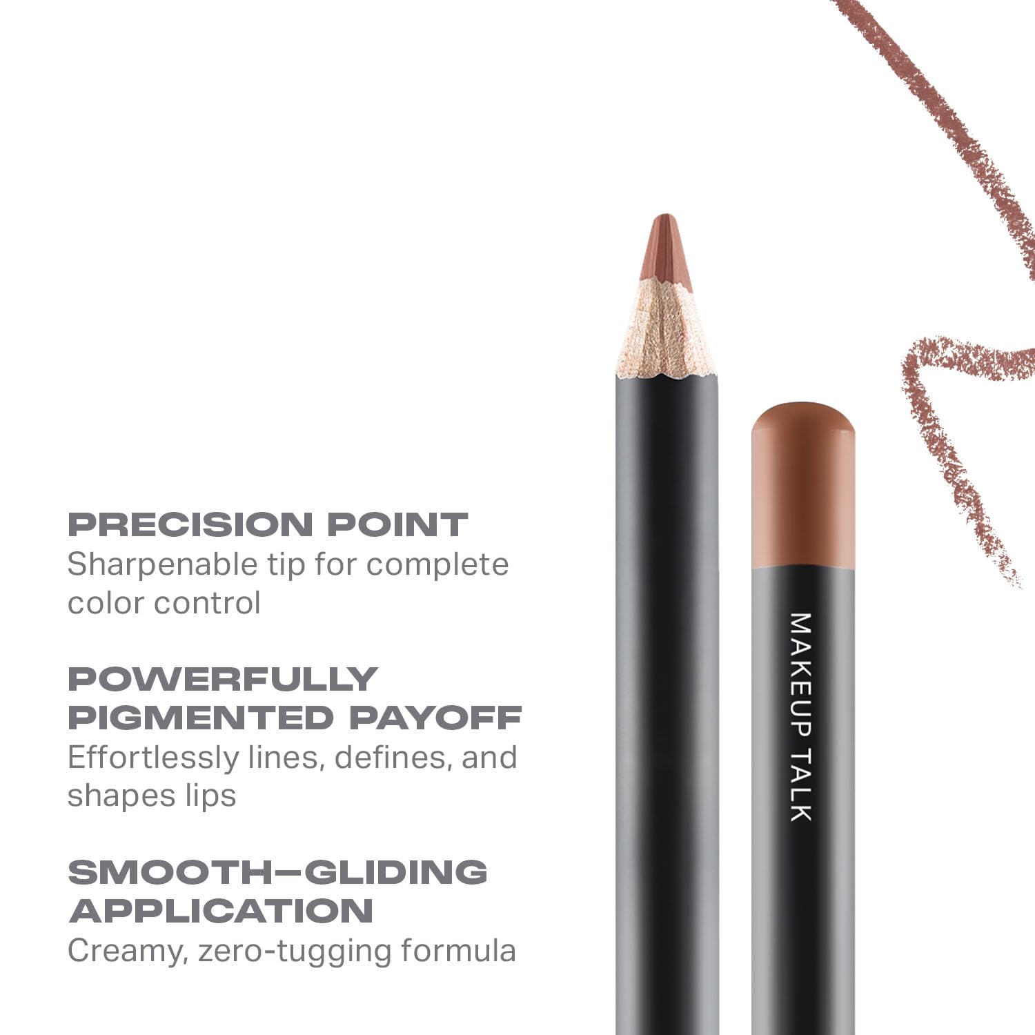 MORPHE zero-tug lip liner glide demonstrates creamy texture for seamless outlining