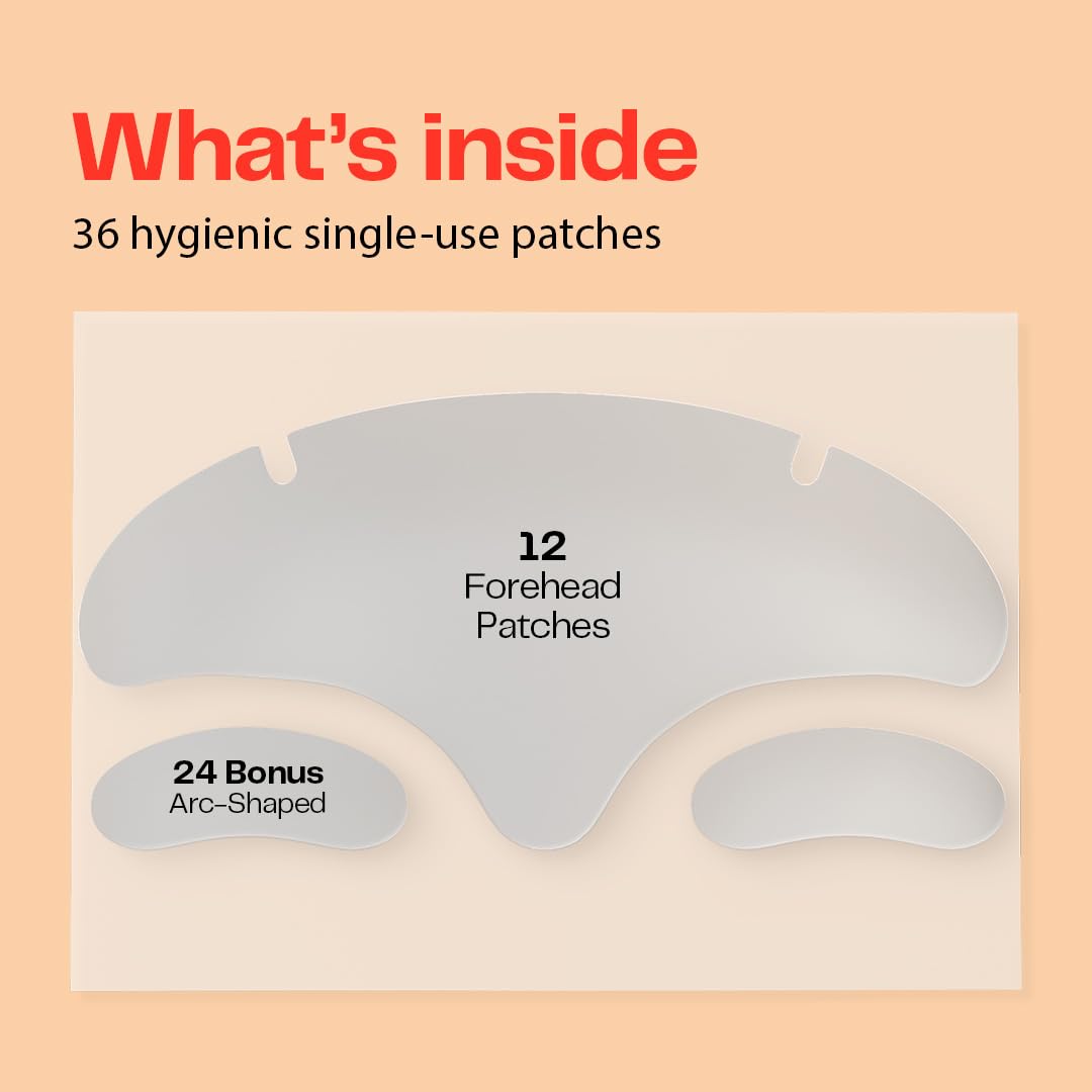 Morrow peptide forehead patches on skin demonstrate smoothing and subtle plumpness.