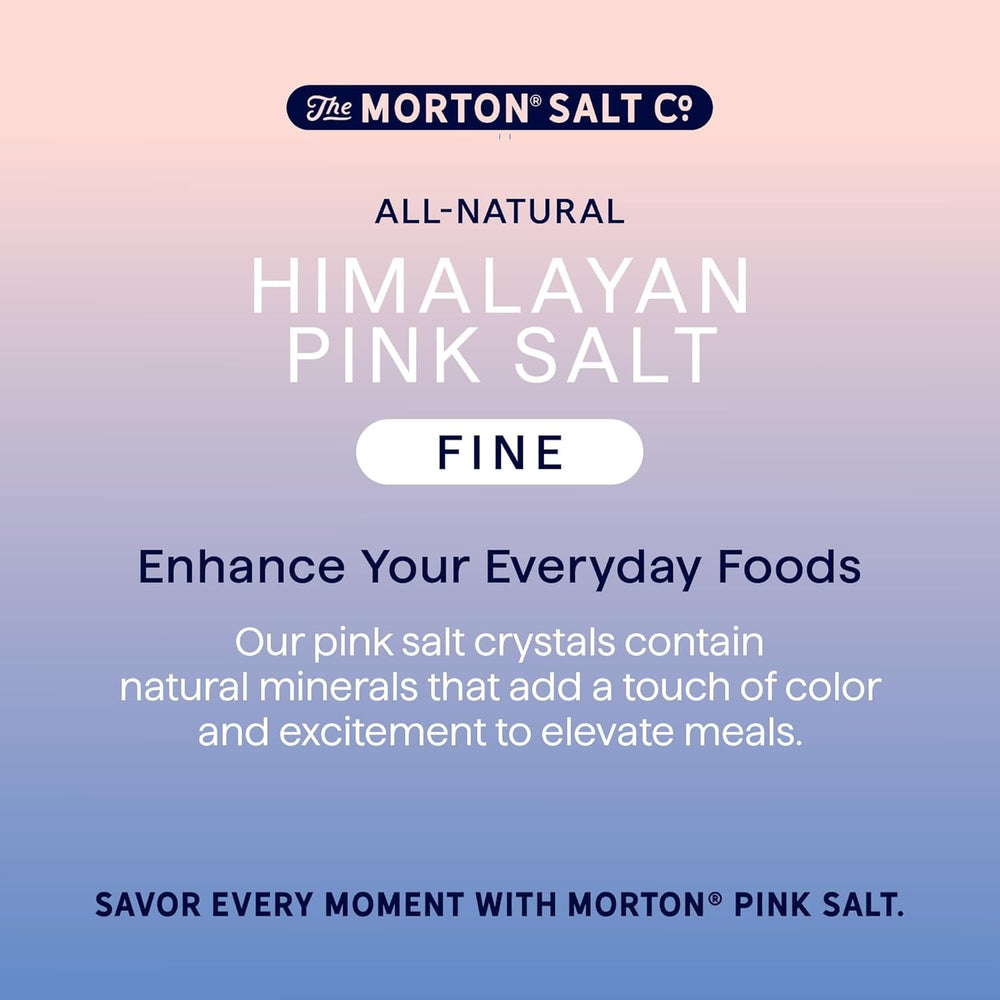 Morton Himalayan Pink Salt pink grains ideal for salads and dressings.
