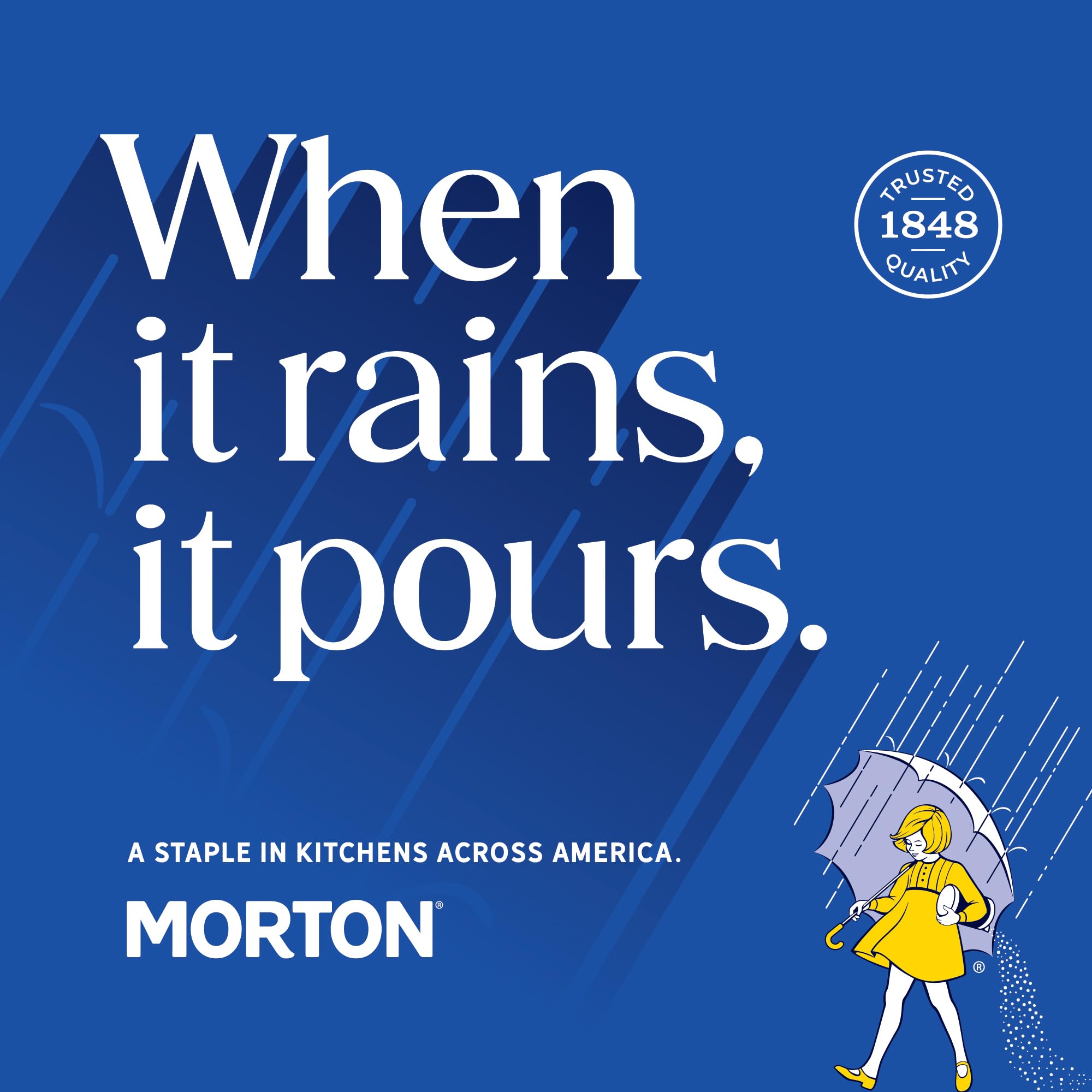 Morton iodized salt table setup suggests reliable table seasoning